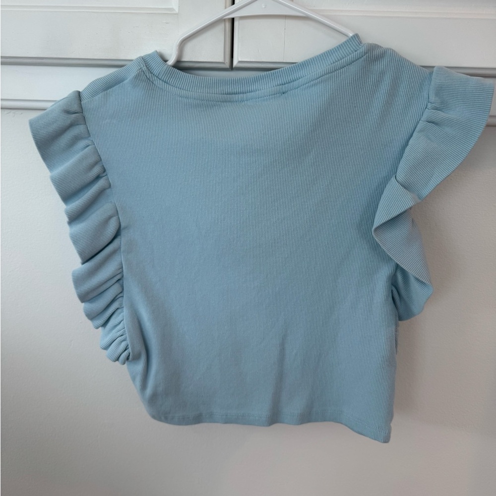 Zara Women's Blue Ruffle Top - Picture 2 of 2